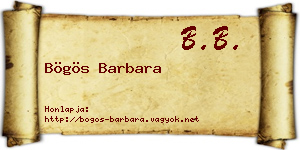 Bögös Barbara névjegykártya